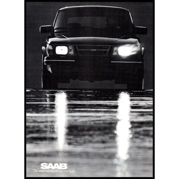 1984 Saab 900 Turbo Sports Sedan Vintage Print Ad Headlights Wet Pavement Photo - Picture 2 of 3